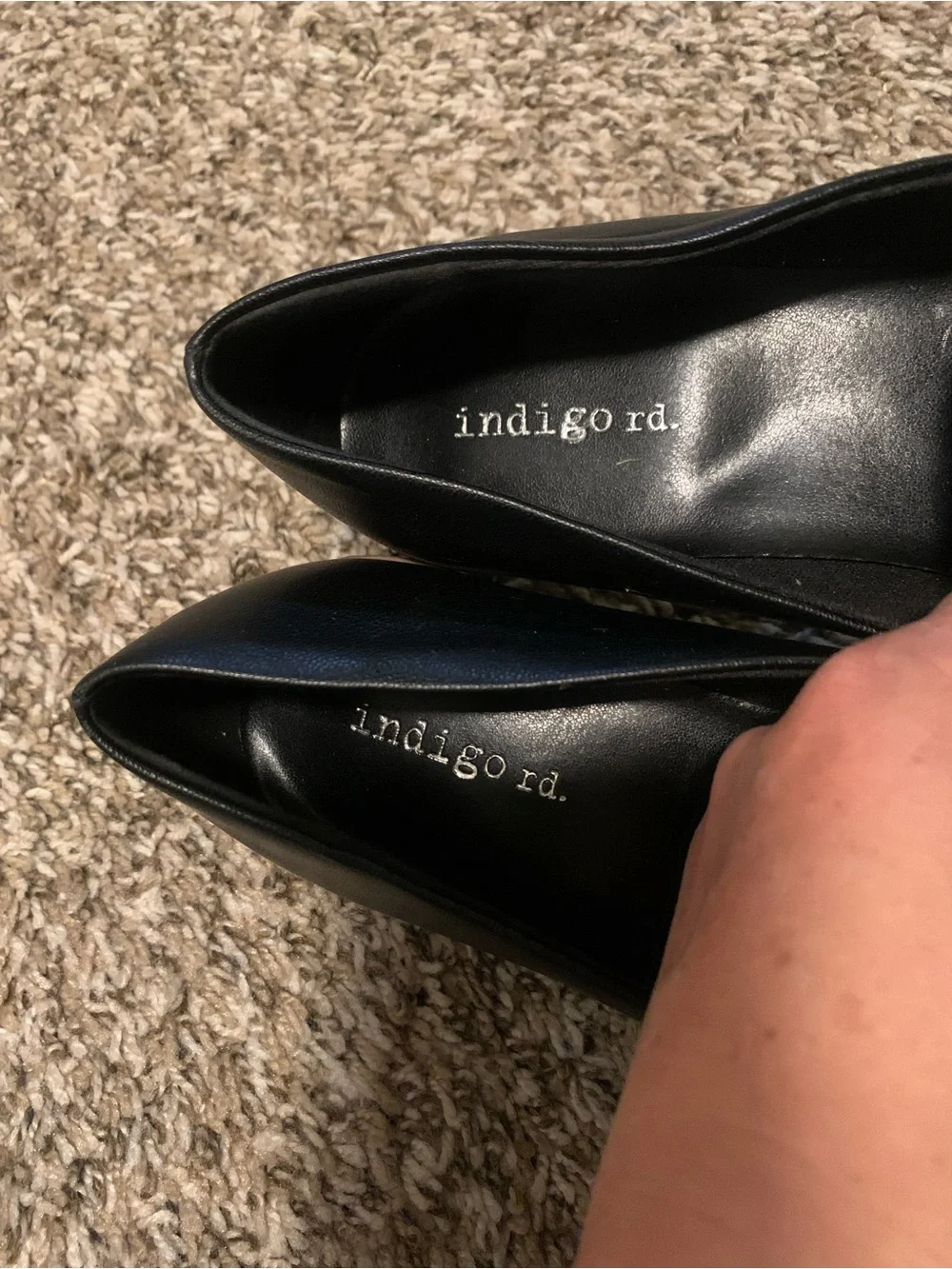 Indigo Black Leather Slip-On Flats